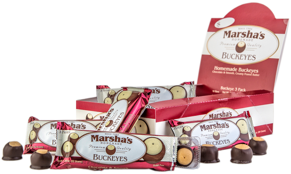 Two 3-Pack's Wrapped Bars of Buckeyes Chocolate Candy Treats