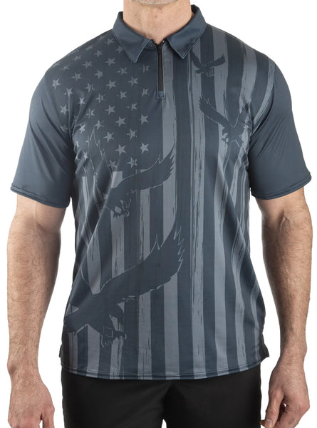 New: 757MOLOC EAGLE FLAG Performance Mesh Polo Shirt Made in USA