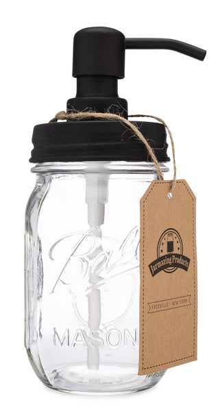 Classic Farmhouse Mason Jar Soap Dispenser: Black