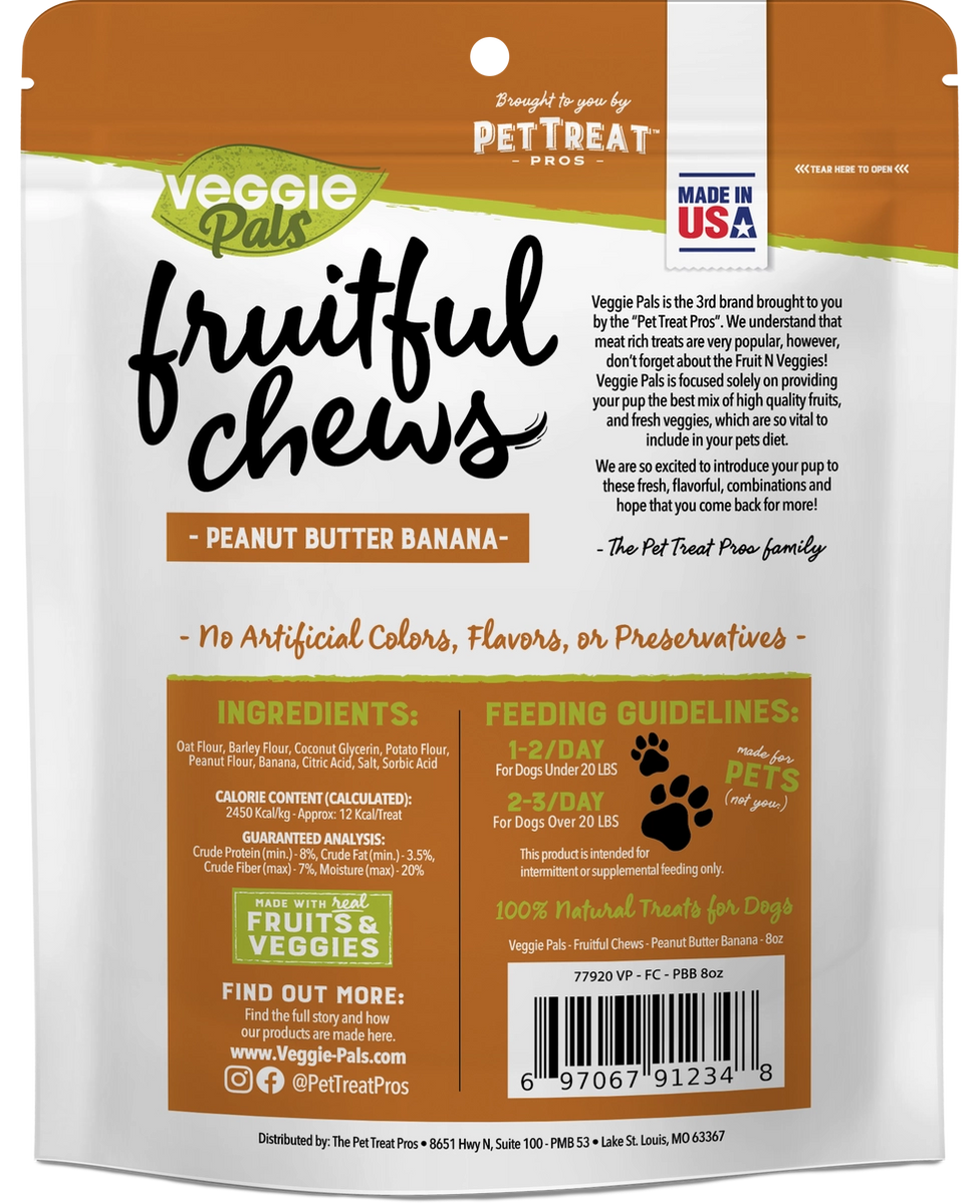 New Peanut Butter Banana Veggie Pals Dog Treat Made in USA