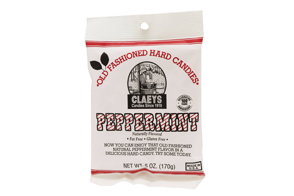 Claeys Old Fashioned Hard Candies Peppermint, 6oz Bag Made in USA