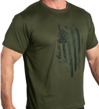 Cool Men's Flag Softtech T-Shirt Olive by WSI Made in USA 752SLSSO