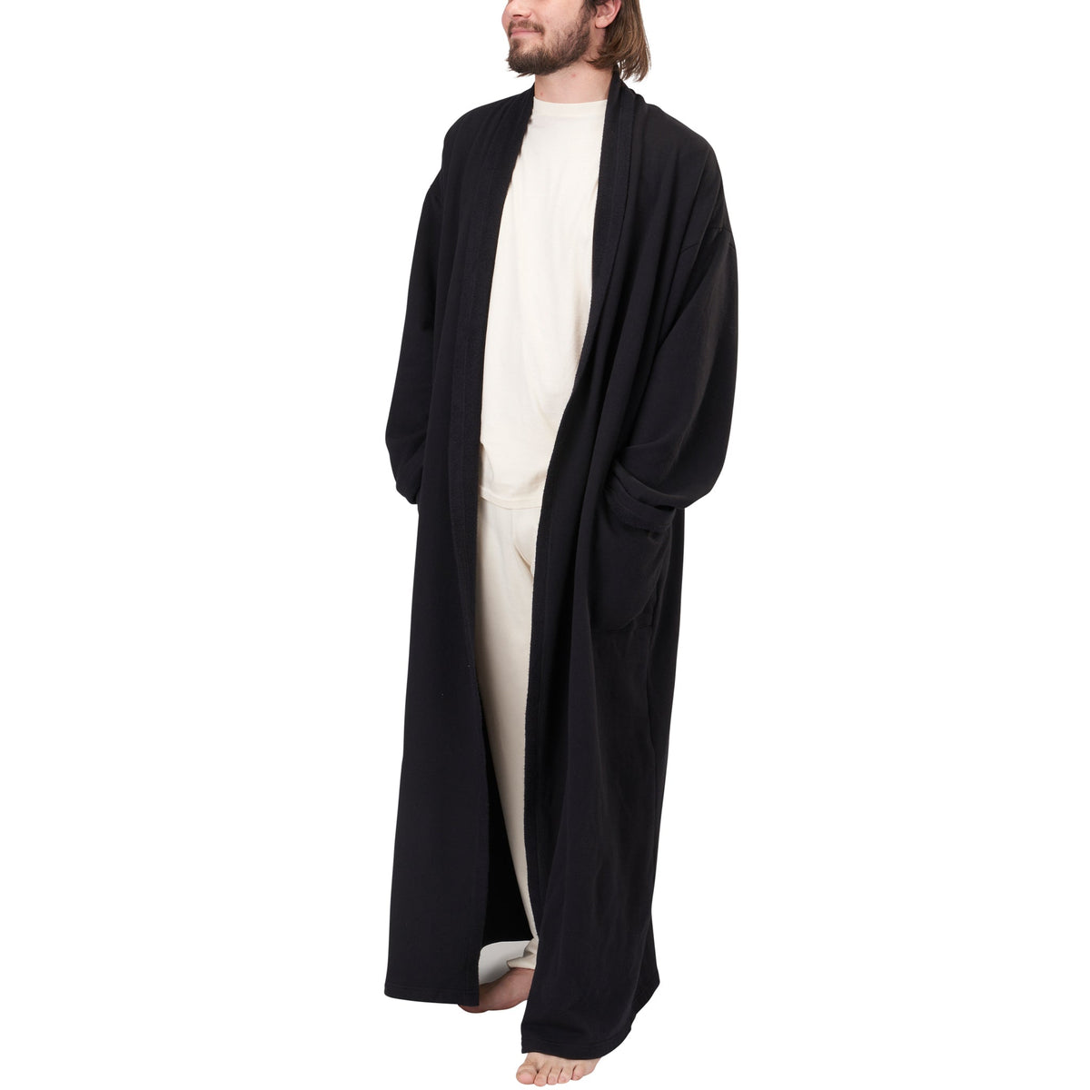 Clearance Organic Black Fleece FullLength Bath Robe Made in USA (Out