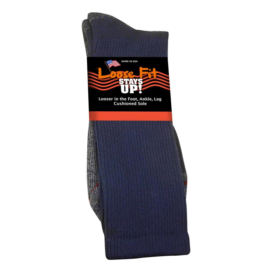 Sale: 6-Pack Loose Fit Stays Up Cotton Casual Crew Socks Made in USA b