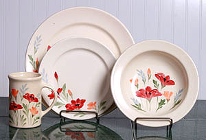 Red Poppy Dinner Set Made in America by Emerson Creek Pottery