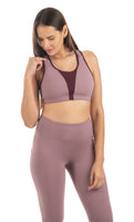 Two-Tone Activloops™ 2-in-1 Sports Bra Mauve or Olive 052ALBOS Made in USA