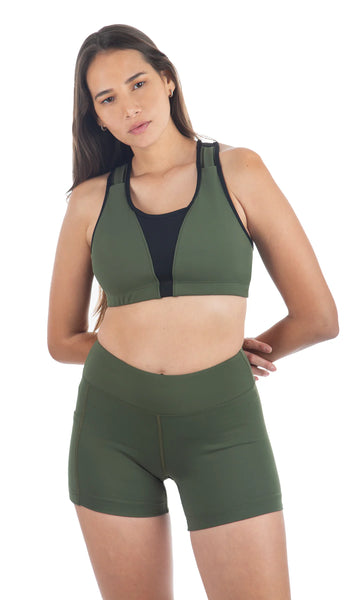 Two-Tone Activloops™ 2-in-1 Sports Bra Mauve or Olive 052ALBOS Made in USA