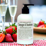 Champagne & Strawberries Aloe Vera Body Lotion 8oz. Made in USA