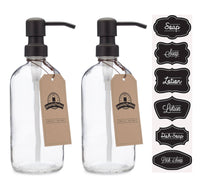 Clear Glass 16oz Bottle Soap and Lotion Dispenser: One Pack / Black