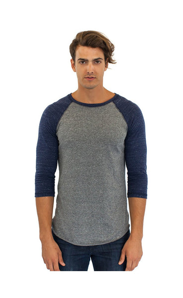 2-Pack Triblend Raglan Baseball Shirts Gray or Black Body Made in USA 20060