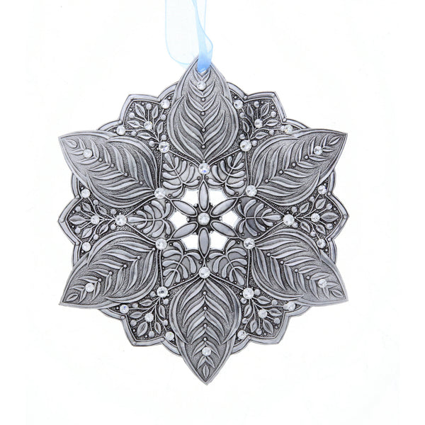 New: Snow Crystal Winter Greens Ornament (Aluminum) Made in USA