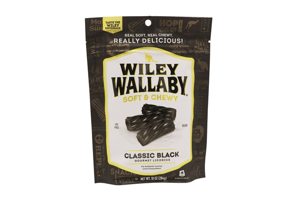Wiley Wallaby Gourmet Black Licorice, 10oz Bag, Soft & Chewy Made in USA