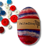 2-Pack Felted Soap AMERICANA Blended with Red White & Blue Made in USA