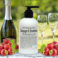 Champagne & Strawberries Aloe Vera Body Lotion 8oz. Made in USA