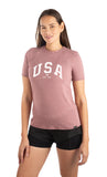 "USA" Women's Relaxed Fit, Softest Ever T-Shirt in Red Heather 751SCWRU