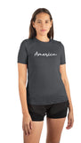 Sale: Women's America in Cursive SoftTECH™ Short Sleeve Tee 751SCWSSA Made in USA