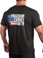 Cool Patriotic: Freedom, Faith, Family Performance T-Shirt 752SLSSB Made in USA