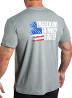 New Patriotic: Freedom, Faith, Family Performance T-Shirt 752SLSSB Made in USA