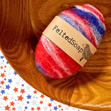 2-Pack Felted Soap AMERICANA Blended with Red White & Blue Made in USA