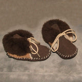 Two-tone Brown & Tan Toddler Sheepskin Booties #150S