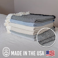 100% Cotton Patterned Throw Blankets – 58″ x 62″: Black Diamond