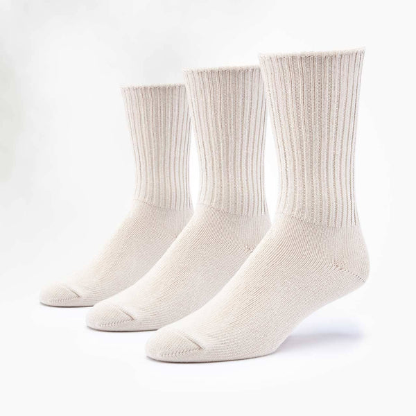 Sale: 3-Pack of White Organic Cotton Classic Crew Socks Made in USA