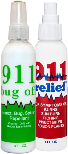 911 Relief & Bug Off Combo Pack (2 4oz Bottles Totals) Made in USA