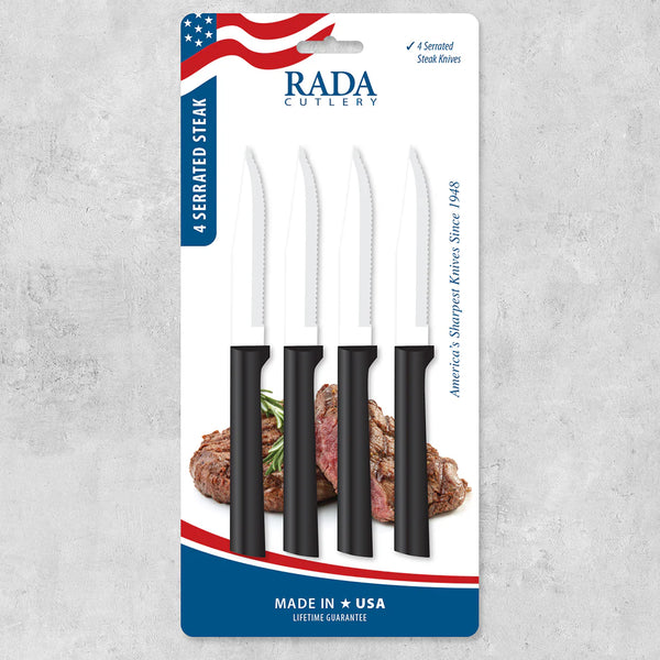 Black Handle Serrated Steak Knife ProPack 4-Pack Made in USA