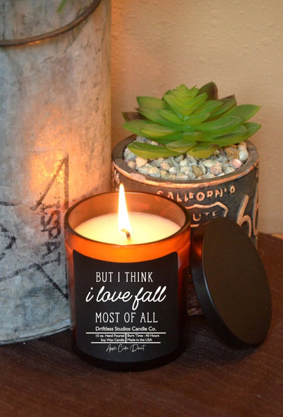 Fun Seasonal:  I Love Fall Most of All - Fall Candle - 10oz Soy Wax Candles Made in USA