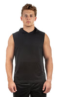 Illusion Mesh Sleeveless Hoodie Made in USA 632IJHB