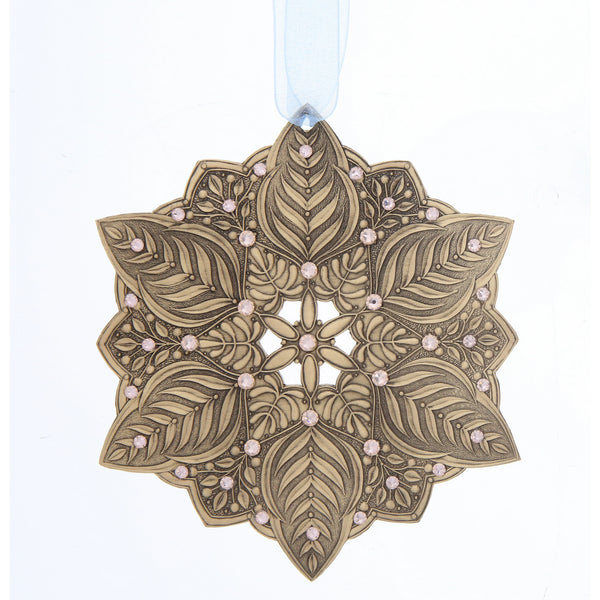 New: Snow Crystal Winter Greens Ornament (Bronze) Made in USA