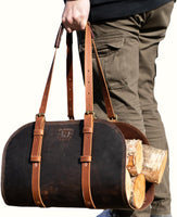 Buffalo Leather Log Carrier Made in USA by Woodman's Pal