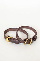 Hand-Stitched Leather Dog Collar with Brass Buckles: 12 in. Amish-Made Made in USA