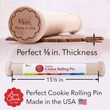 New Perfect Cookie Rolling Pin 3/8" for Even Thicker Cookies by Ann Clark, Made in USA