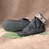 Brown with Tan Aztec Braid Saddle Fringe Saddle Fringe Natural Crepe Soles Children's Teepee Boots with Rubber Soles - Deertan #3350-NCS