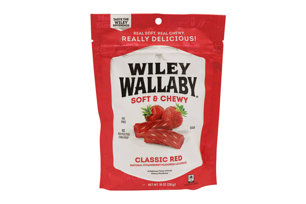 Wiley Wallaby Classic Red Licorice, 10oz Bag, Soft & Chewy Made in USA