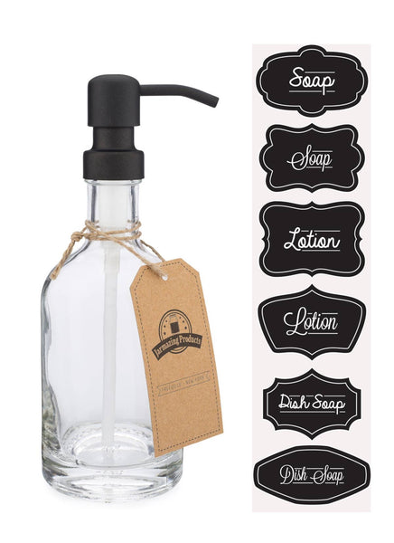Heavy Glass 12oz Bottle Soap and Lotion Dispenser: Black