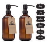 Amber Glass 16oz Bottle Soap and Lotion Dispenser: One Pack / Black