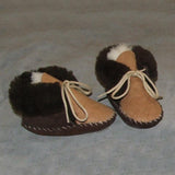 Toddler Sheepskin Booties Two-Tone Tan & Brown Item #150S