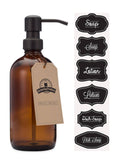 Amber Glass 16oz Bottle Soap and Lotion Dispenser: One Pack / Black