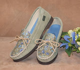 Women's Flowered Leather Shoes Made in USA by Footskins 1237