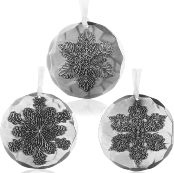 Snowflake 3-Piece Ornament Trio by Wendell August Made in USA  SFLAKESET