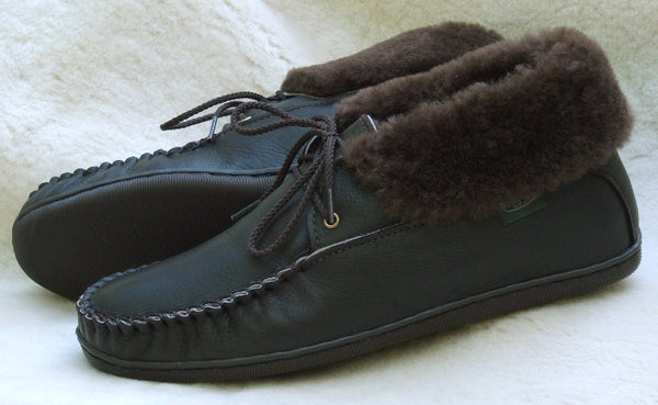 Sale: Men's 2-Eyelet Sheepskin Slippers American Made by Footskins #4410-RS