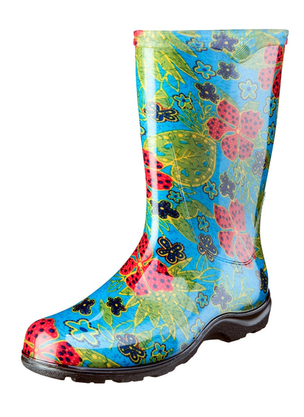 Clearance: Women's Printed Rain and Garden Midsummer Blue Boots by Sloggers USA Made