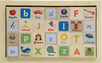 NEW! Maple ABC Blocks (Letter & Picture) with Tray Made in USA by Maple Landmark 76023