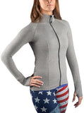 NEW! Grey Zip Shirt Jacket SoftTECH™ Full Zip Princess Cut With Pockets by WSI Made in USA 791SFZH