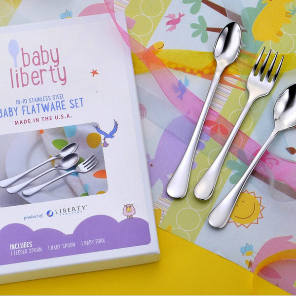 3-Piece Baby Stainless Steel Feeding Flatware Gift Box Set