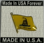 Don't Tread on Me Flag Pin Made in USA