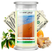 Footprints in The Sand Cash Money Candles Made in USA
