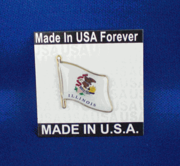 Illinois State Flagpole Pin Made in USA